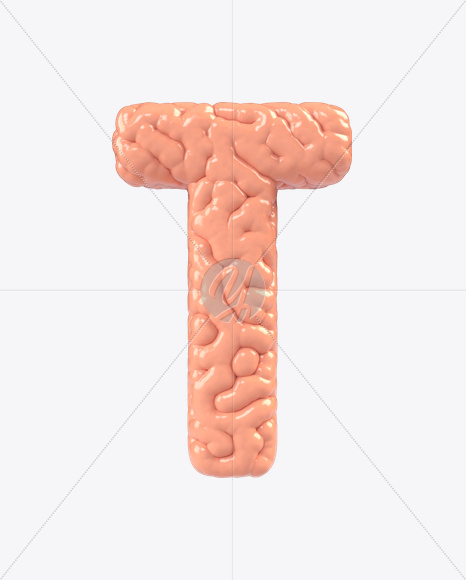 Letter T from Brain Font on Yellow Images Creative Fonts - S17158