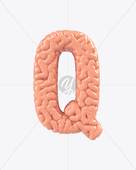 Letter Q from Brain Font on Yellow Images Creative Fonts - S17155