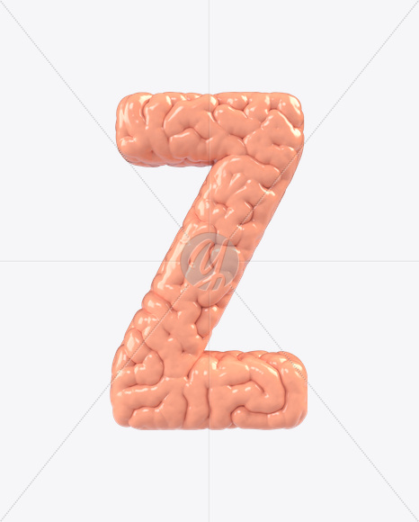 Letter Z from Brain Font on Yellow Images Creative Fonts - S17164