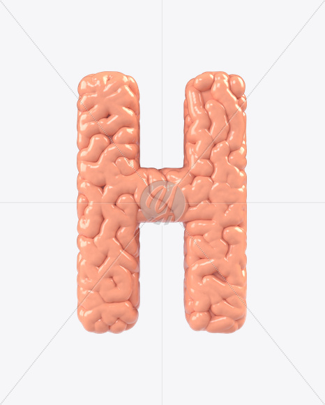 Letter H from Brain Font on Yellow Images Creative Fonts - S17146