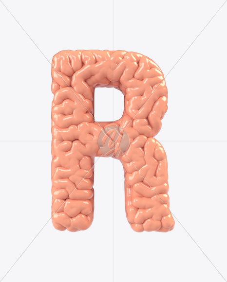 Letter R from Brain Font on Yellow Images Creative Fonts - S17156