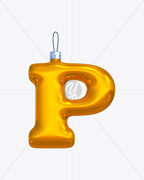 Letter P from New Year Balls Font on Yellow Images Creative Fonts - S17636