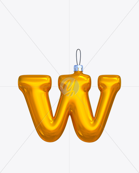 Letter W from New Year Balls Font on Yellow Images Creative Fonts - S17644