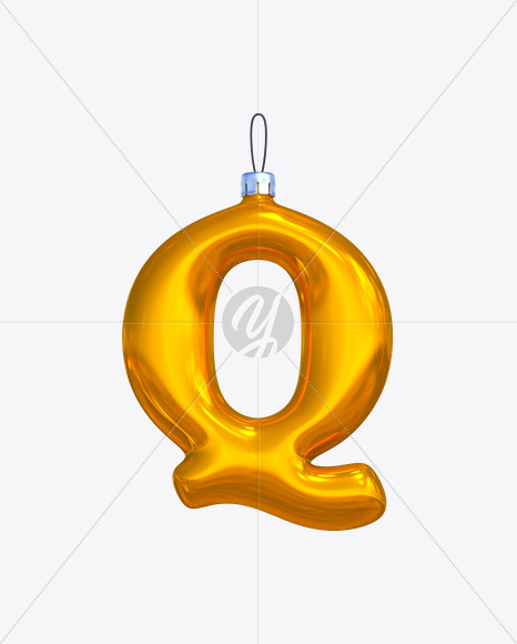 Letter Q from New Year Balls Font on Yellow Images Creative Fonts - S17637