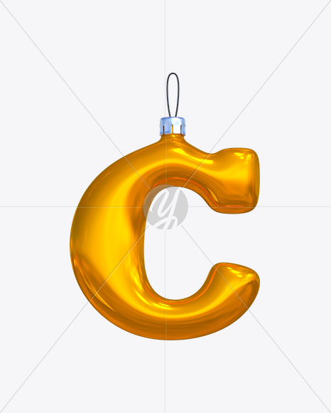 Letter C from New Year Balls Font on Yellow Images Creative Fonts - S17623