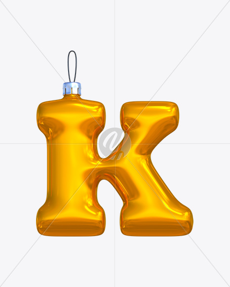 Letter K from New Year Balls Font on Yellow Images Creative Fonts - S17631