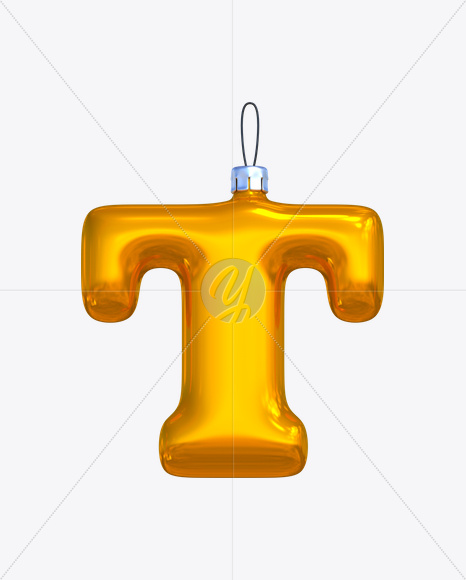 Letter T from New Year Balls Font on Yellow Images Creative Fonts - S17641