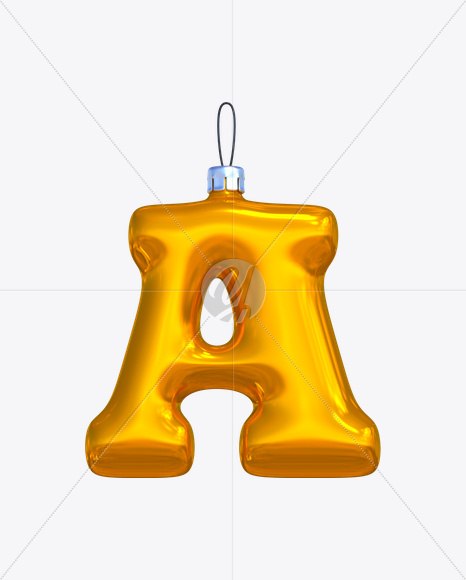 Letter A from New Year Balls Font on Yellow Images Creative Fonts - S17621