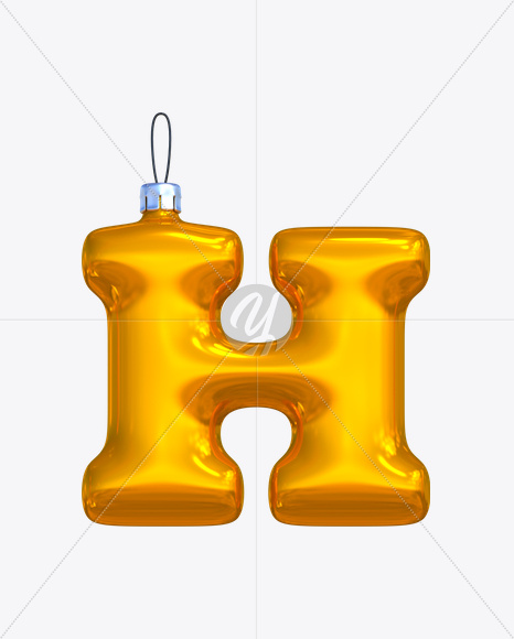 Letter H from New Year Balls Font on Yellow Images Creative Fonts - S17628