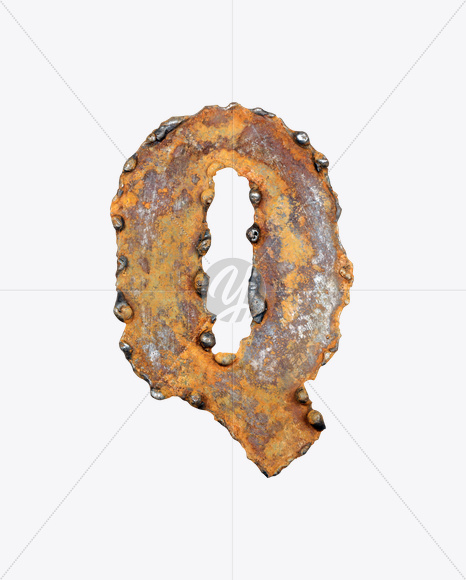 Letter Q from Rusty Metal Font on Yellow Images Creative Fonts - S17767