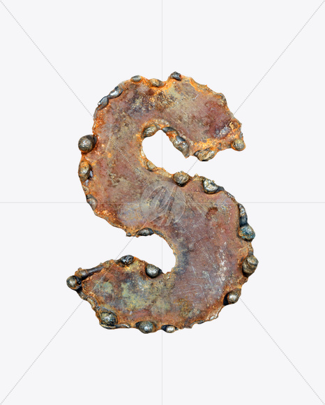 Letter S from Rusty Metal Font on Yellow Images Creative Fonts - S17769