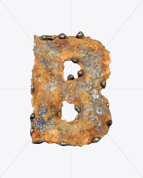 Letter B from Rusty Metal Font on Yellow Images Creative Fonts - S17752