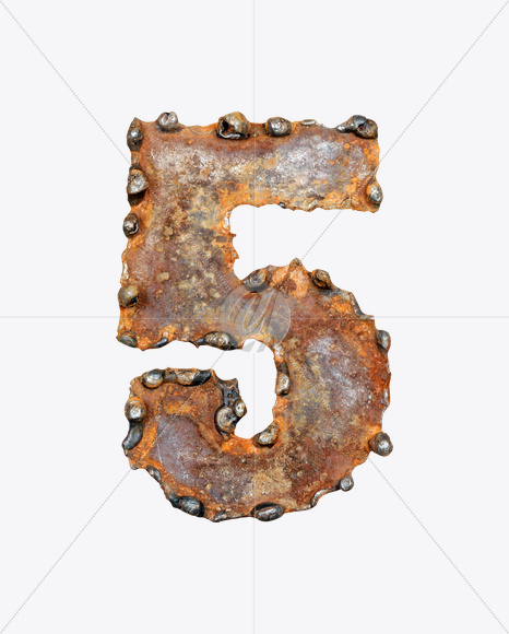 5 from Rusty Metal Font on Yellow Images Creative Fonts - S17781