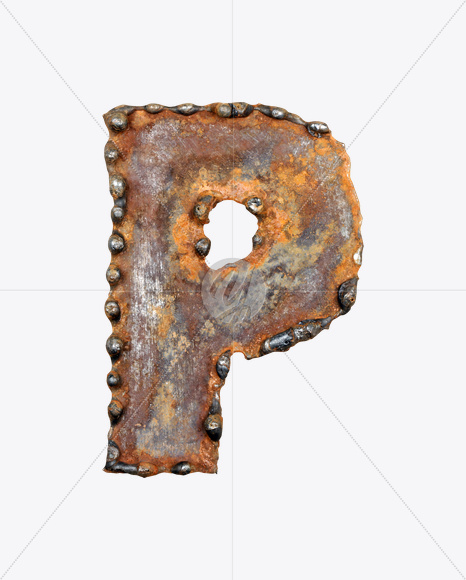 Letter P from Rusty Metal Font on Yellow Images Creative Fonts - S17766