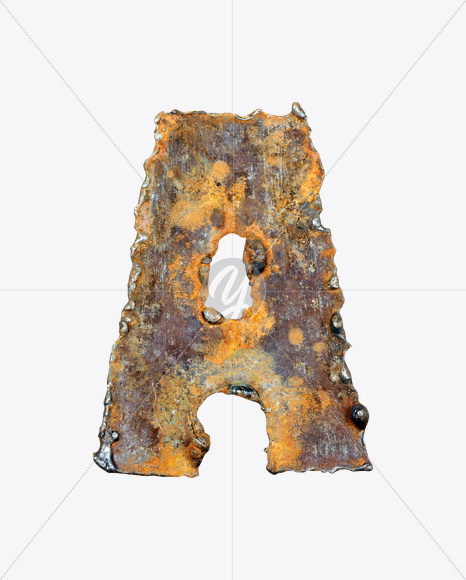 Letter A from Rusty Metal Font on Yellow Images Creative Fonts - S17751