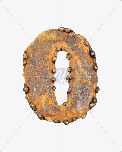 Letter O from Rusty Metal Font on Yellow Images Creative Fonts - S17765