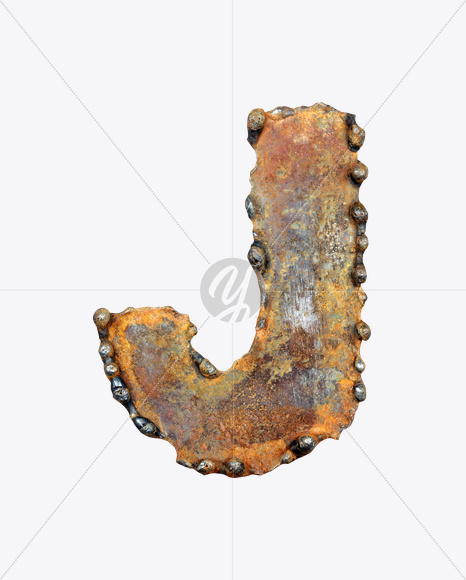 Letter J from Rusty Metal Font on Yellow Images Creative Fonts - S17760