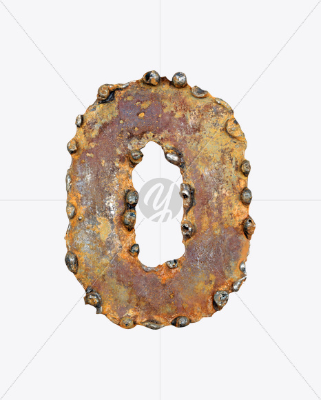 0 from Rusty Metal Font on Yellow Images Creative Fonts - S17786