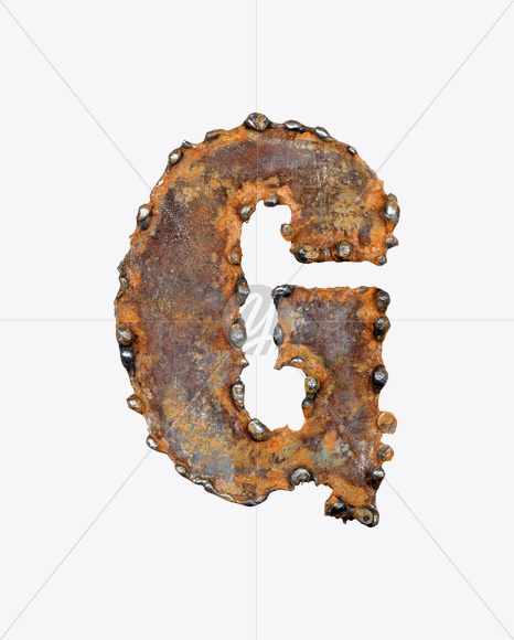 Letter G from Rusty Metal Font on Yellow Images Creative Fonts - S17757