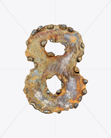 8 from Rusty Metal Font on Yellow Images Creative Fonts - S17784