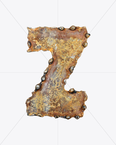 Letter Z from Rusty Metal Font on Yellow Images Creative Fonts - S17776