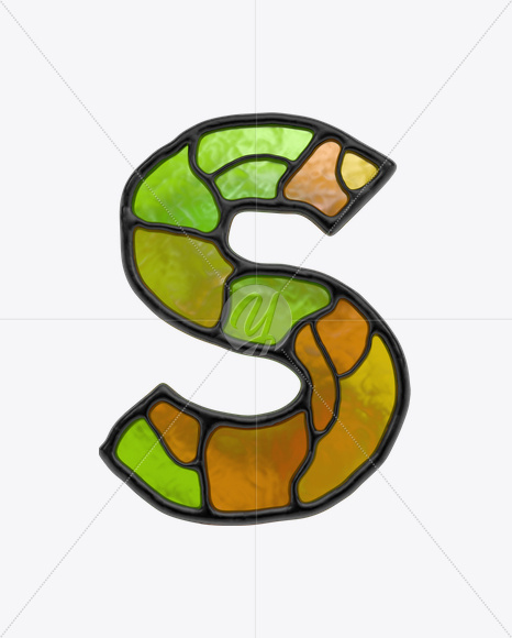 Letter S from Stained Glass Font on Yellow Images Creative Fonts - S17860