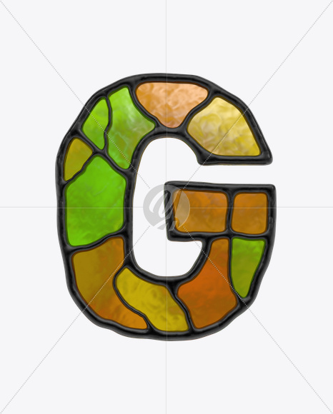 Letter G from Stained Glass Font on Yellow Images Creative Fonts - S17848