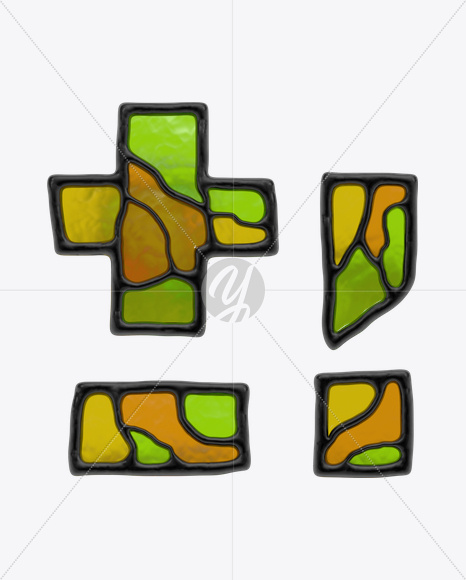 Punctuation marks from Stained Glass Font on Yellow Images Creative Fonts - S17885