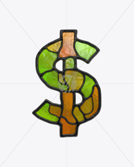 $ from Stained Glass Font on Yellow Images Creative Fonts - S17882