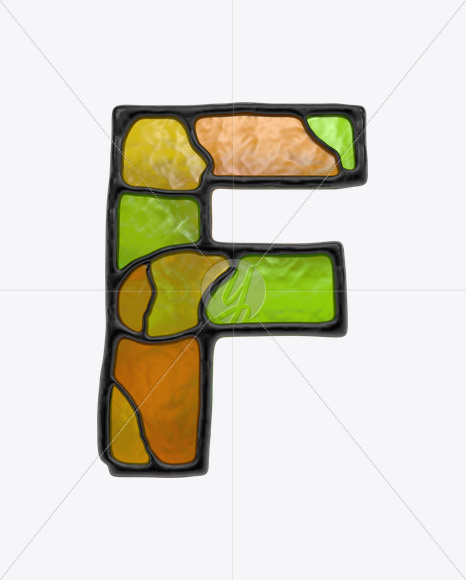 Letter F from Stained Glass Font on Yellow Images Creative Fonts - S17847