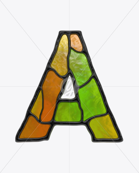 Letter A from Stained Glass Font on Yellow Images Creative Fonts - S17842