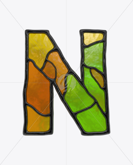 Letter N from Stained Glass Font on Yellow Images Creative Fonts - S17855