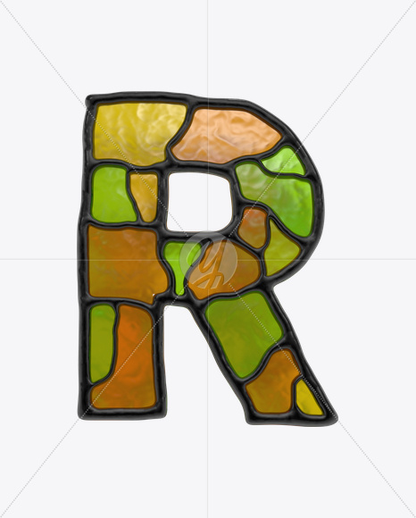 Letter R from Stained Glass Font on Yellow Images Creative Fonts - S17859