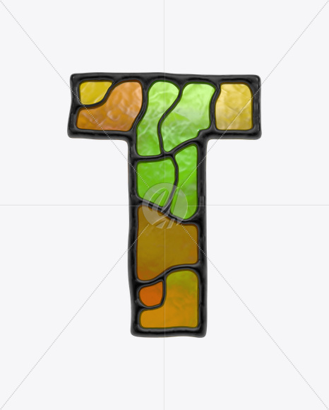 Letter T from Stained Glass Font on Yellow Images Creative Fonts - S17861