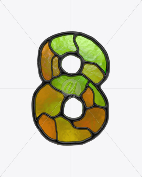 8 from Stained Glass Font on Yellow Images Creative Fonts - S17875