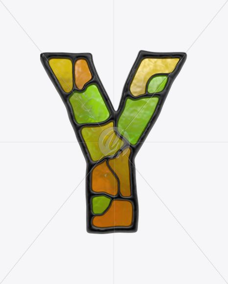 Letter Y from Stained Glass Font on Yellow Images Creative Fonts - S17866