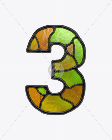 3 from Stained Glass Font on Yellow Images Creative Fonts - S17870