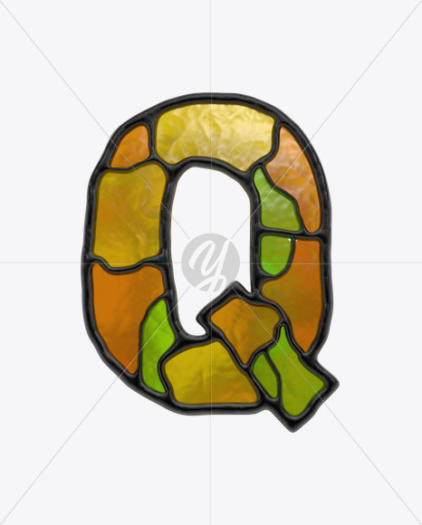 Letter Q from Stained Glass Font on Yellow Images Creative Fonts - S17858