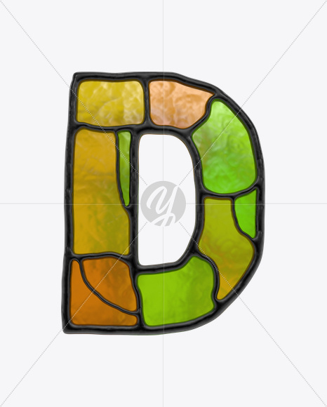 Letter D from Stained Glass Font on Yellow Images Creative Fonts - S17845