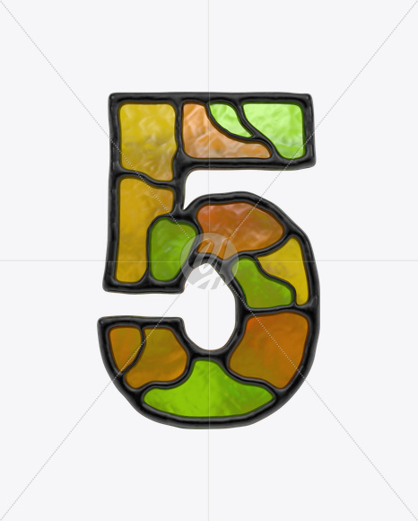 5 from Stained Glass Font on Yellow Images Creative Fonts - S17872