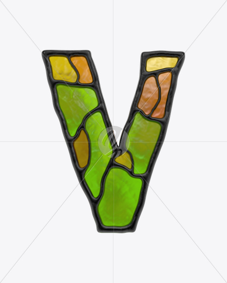 Letter V from Stained Glass Font on Yellow Images Creative Fonts - S17863