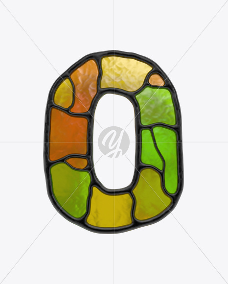 Letter O from Stained Glass Font on Yellow Images Creative Fonts - S17856