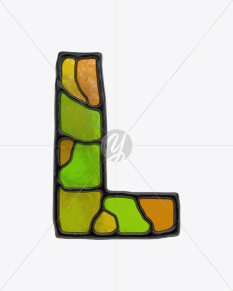 Letter L from Stained Glass Font on Yellow Images Creative Fonts - S17853