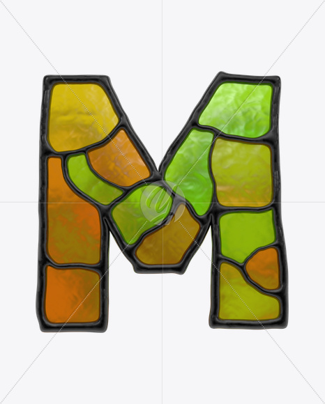 Letter M from Stained Glass Font on Yellow Images Creative Fonts - S17854