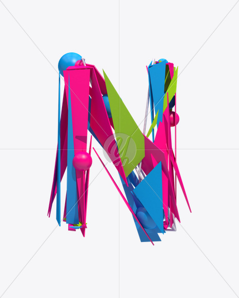 Letter n from Color Boom Font on Yellow Images Creative Fonts - S18026