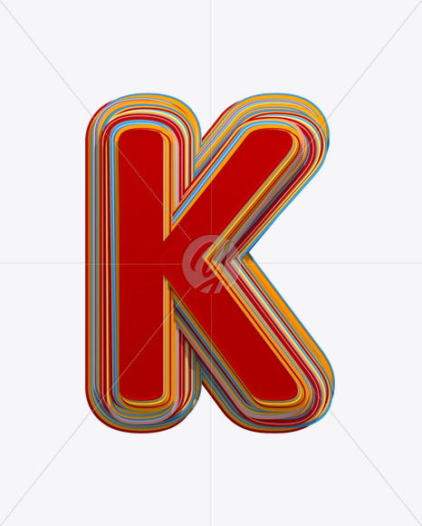 Letter K from Color Stripes Font on Yellow Images Creative Fonts - S18160