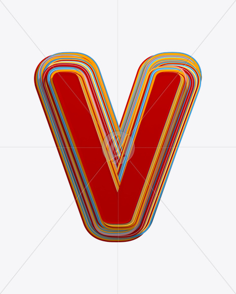 Letter V from Color Stripes Font on Yellow Images Creative Fonts - S18171