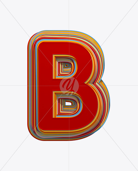 Letter B from Color Stripes Font on Yellow Images Creative Fonts - S18151