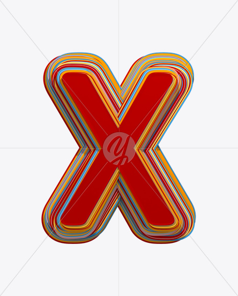 Letter X from Color Stripes Font on Yellow Images Creative Fonts - S18173