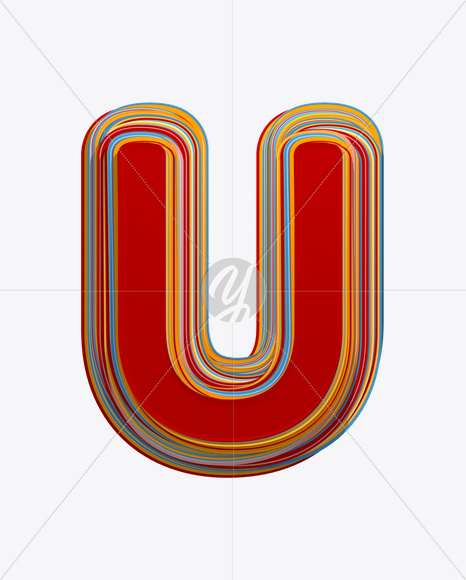 Letter U from Color Stripes Font on Yellow Images Creative Fonts - S18170